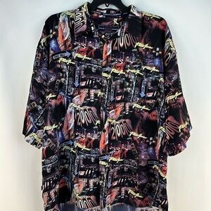 Phat Farm Graphic Short Sleeve Button Down Shirt, XXXL